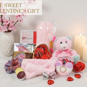 Valentine's Gift Set with Pink Teddy Bear